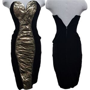 Vintage Climax Karen Okada For David Howard Velvet Strapless Black/Gold Sz 3/4